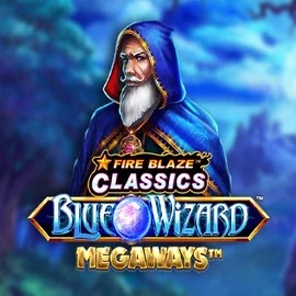 Fire Blaze Blue Wizard Megaways slot visual from Rarestone Gaming available on quick-casino.ca